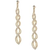 Gold Crystal Rhinestone Long Braids Shape Dangle Earrings
