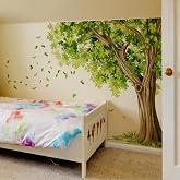 Mirabuy Large Green Leaves Tree Wall Decals, Dense Leaves Tree Wall Stickers for Living Room Bedroom Dinning Room, 58.73 x 43.10 inches