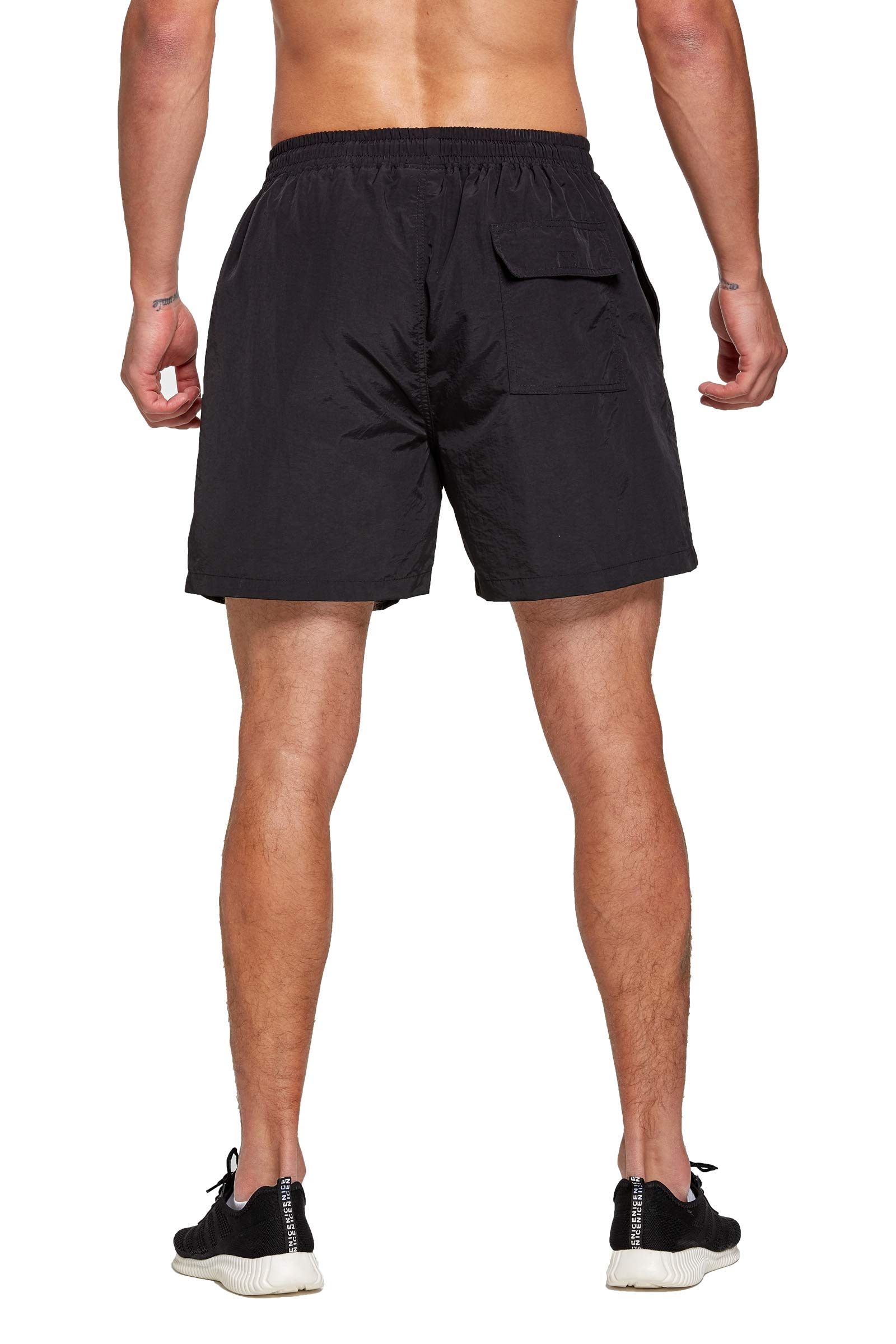 Tansozer Badeshorts Herren Badehose Herren Shorts Kurze Hosen Herren Schnelltrocknend Schwimmhose Männer Boardshorts mit Kordel Schwarz L 4