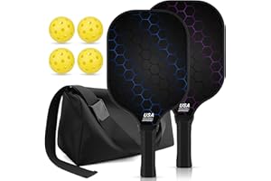 Jobunai 99.9% T300 Carbon Fiber Lightweight Pickleball Paddles Set of 2 Indoor Outdoor Games Equipment Beginner Intermediate Pro Sports Accessories Gifts