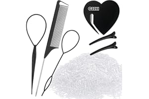 CZZXI 1000pcs Small Clear Hair Elastics 2pcs Topsy Turvy Hair Tool 1pcs Rat Tail Comb 1pcs Hair Tie Cutter 2pcs Duckbill Clips, Ponytail Accessorie for Toddlers, Girl, Women