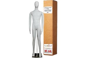 Full Body Male Mannequin by Voicebooster Speak Out - Flexible, Bendable, Poseable Standing Model with Adjustable Arms - Soft Foam Dress Form for Costumes, Clothing Display, Sewing - Grey