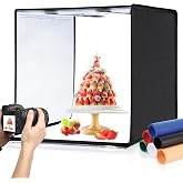 PULUZ Light Box Photography, 24x24 inch Large Photo Studio Light Box, Professional Dimmable Photo Booth with 120 LED Lights &amp; 6 Backdrops for Jewelry and Food Items Product Photography
