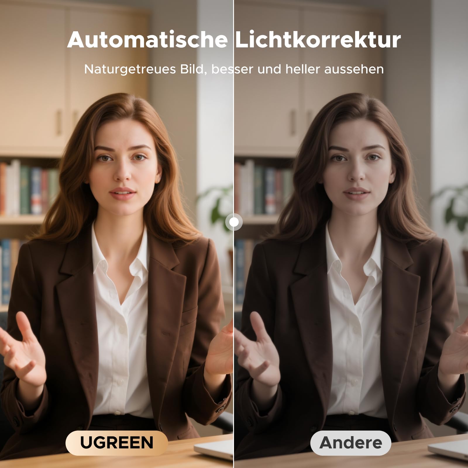 UGREEN FineCam Lite 4K, UHD Webcam 4K, Webcam mit Mikrofon und Objektivabdeckung, PC Kamera Autofokus, 70°FOV, USB-A/C Anschluss, für PC/Laptop/Windows/Mac/Linux/Skype/FaceTime 3