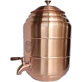 100% Pure Copper water Dispenser Storage Tank Pot, Stainless Steel Faucet spigot and Lid included Healthy Organic Water Yoga Meditation 1.32 Gal (5 Liters)
