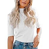 LIYOHON Womens Tops Dressy Casual Mock Turtleneck Business Short Sleeve T Shirts Going Out Tops 2026