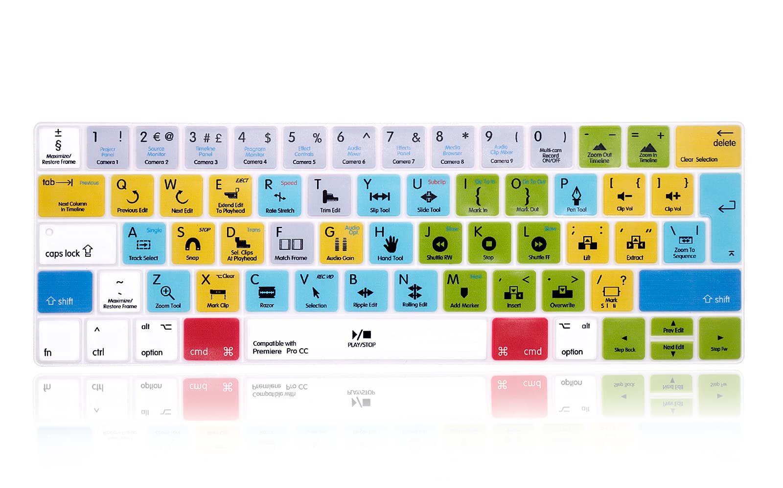 XHLWZR EU/UK Silicone Premiere Pro CC Shortcuts Hotkey Keyboard Cover Skin for MacBook Pro Touch Bar 13-inch 15-inch(A2159,A1989,A1990,A1706,A1707)(2019 2018 2017 2016)European Layout Protective Skin