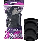 Goody Ouchless Hair Elastics &ndash; No Pull, No Breakage, Tangle-Free Hold for Thick, Curly, Coily &amp; Textured Hair &ndash; 70 Count, Black, Long-Lasting Ponytail Holders for Women &amp; Men