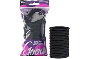 Goody Ouchless Hair Elastics – No Pull, No Breakage, Tangle-Free Hold for Thick, Curly, Coily & Textured Hair – 70 Count, Black, Long-Lasting Ponytail Holders for Women & Men