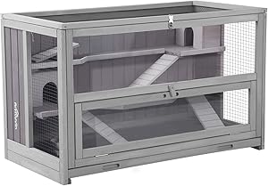 Aivituvin Upgraded 3 Tier Hamster Cage, Guinea Pig Habitat with Chewing Toy,Hideout,Seesaws,Food Bowl, Ferret House-Leak Proof Plastic Tray