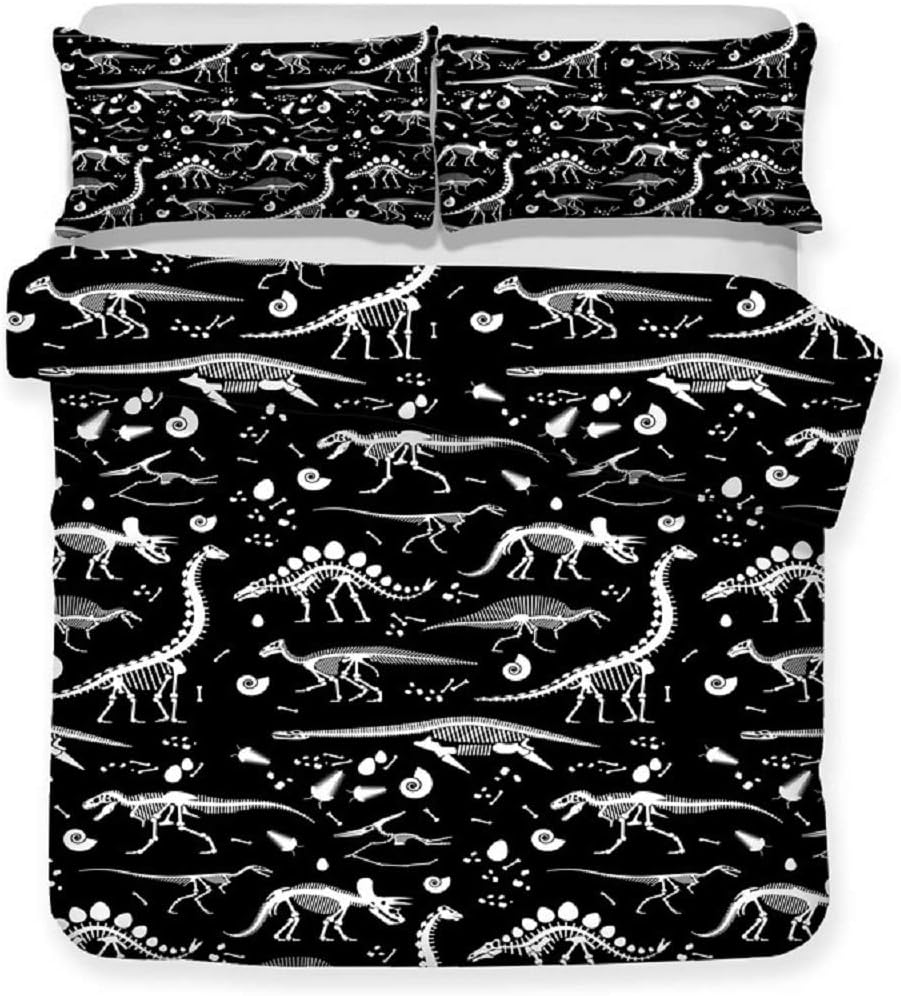 monochrome dinosaur bedding