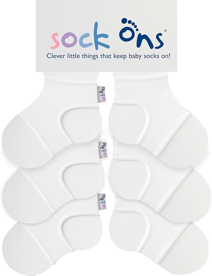 Sock Ons Baby Sock Holders 06 Months 3 Pack White Amazing Value Pack Keep Baby Socks