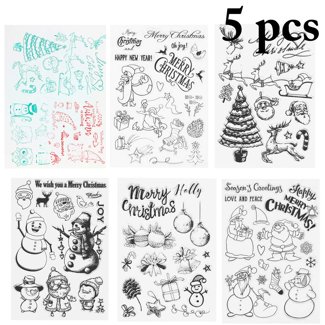 Download Buy Coxeer 5 Sets Christmas Clear Stamps Assorted Patterns Craft Stamp Rubber Stamp Online At Low Prices In India Amazon In Yellowimages Mockups