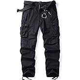 AKHIKING Men's Camo Cargo Work Pants Cotton Tactical Ripstop Casual Combat Pants with 8 Pockets
