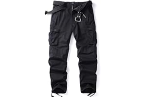 AKHIKING Men's Camo BDU Cargo Tactical Ripstop Casual Lightweight Baggy Combat 100% Cotton Pants with 8 Pockets(No Belt)