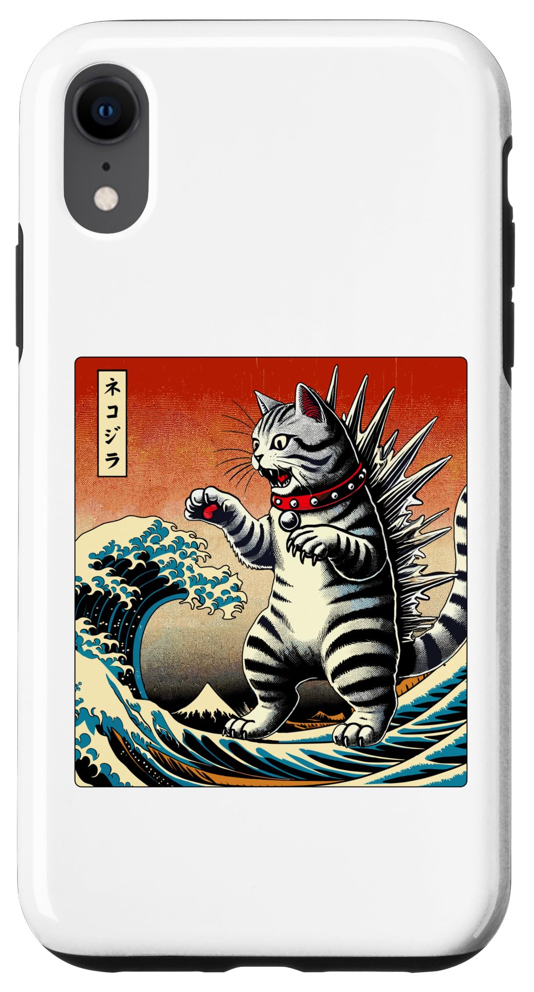 iPhone XR Cat Kaiju Catzilla Japanese Art Men Women Kids Funny Cat Case — image 1