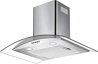 CIARRA CBC6S506 Dunstabzugshaube 60cm 550 m³ / h Edelstahl und Glas Abzugshaube,Umlufthaube oder Ablufthaube mit Kamin, Küchenabzugshaube Wandhaube (Silber),Kompatibler CBCF004 Filter