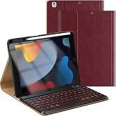 PU Leather Keyboard Case for iPad 9th/8th/7th Generation 10.2 Inch, iPad Air 3rd Gen & iPad Pro 10.5 Inch Case with Built-in 