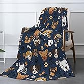 Cute Dogs Puppy Dog Fleece Blanket - Soft Cozy Plush Throw Blanket for Adults Kids Pet, Lightweight Warm Flannel Sherpa Blanket for Couch Bed Sofa, Gift for Dog Lovers 50"x40"
