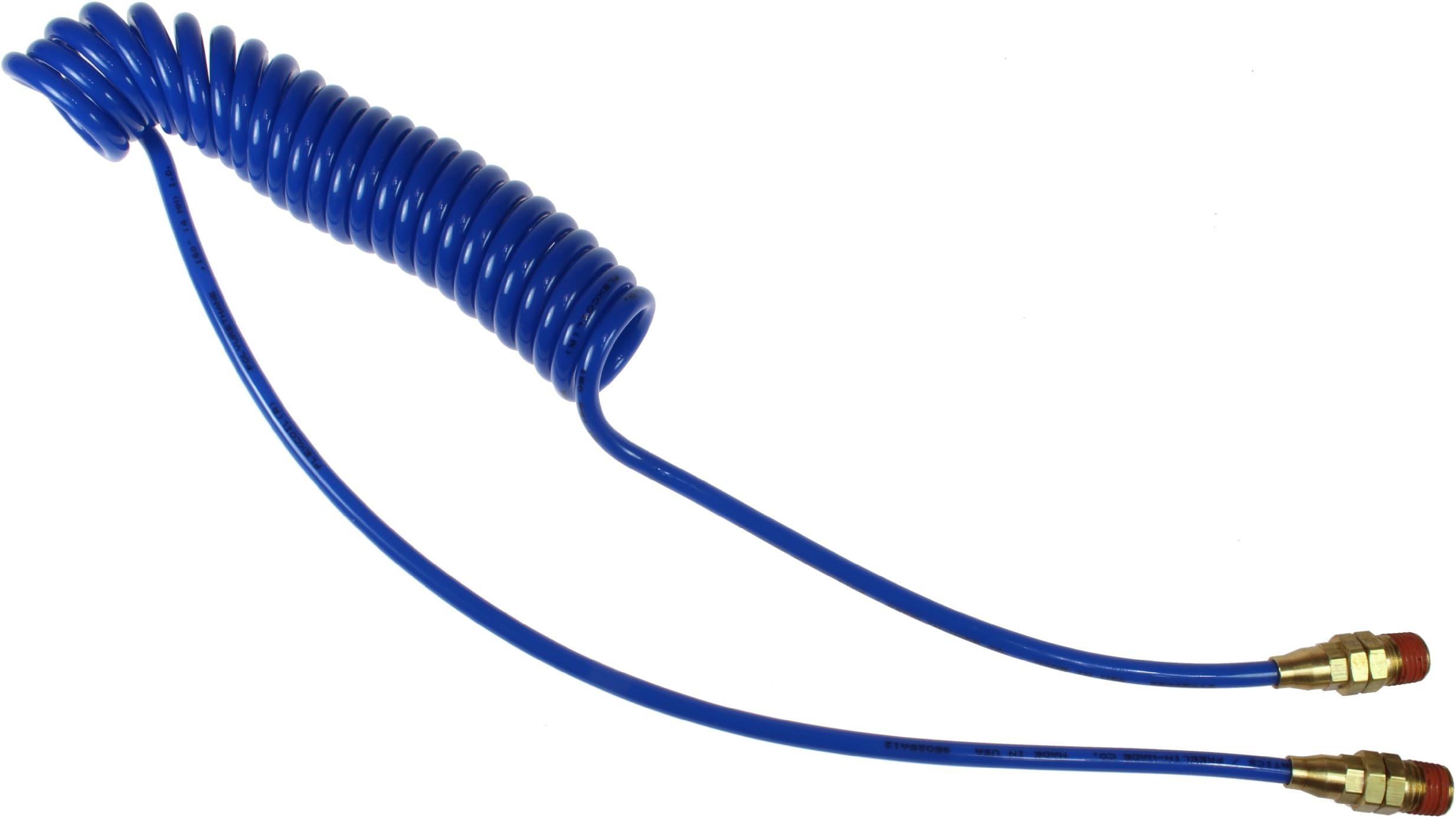 Coilhose Pneumatics PR532-10B-B Flexcoil Polyurethane Coiled Air Hose, .156-Inch ID, 10-Foot Length with (2) 1/4-Inch MPT Swivel Fittings, Dark Blue