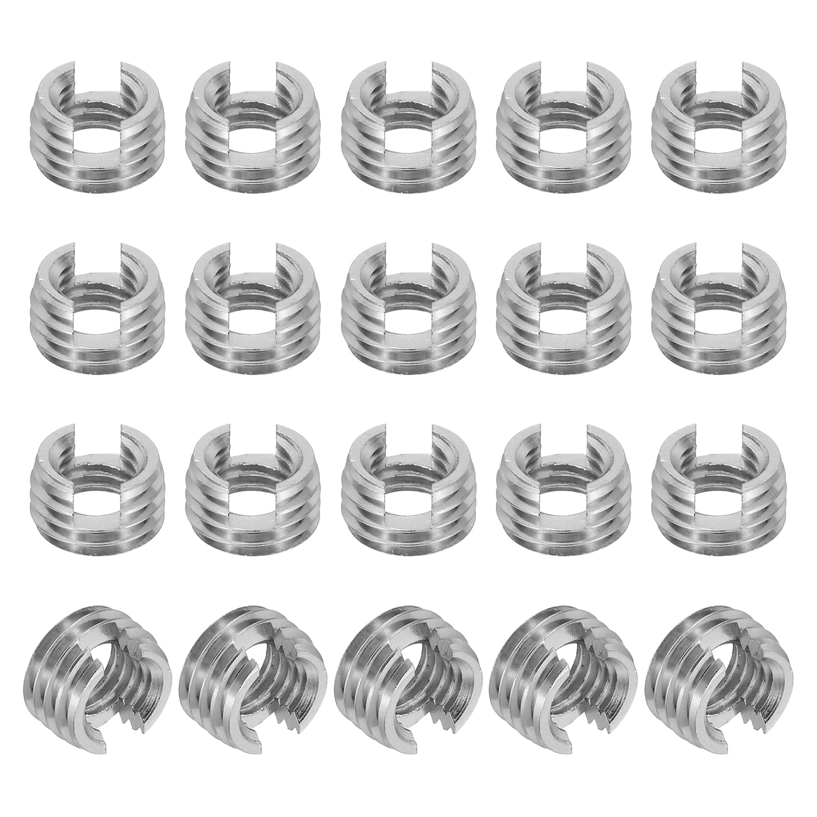PATIKIL Self-Tapping Threaded Inserts, 20 Pcs M8 x M12 x 7mm 303 Stainless Steel Thread Adapter Reducer Slotted Screw Repair Inserts Nuts Sleeve