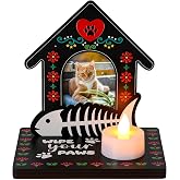 Jetec Day of The Dead Wooden Candle Holder Photo Frame Gift, Cat | Mexican Party Day of The Dead Altar Decorations, Halloween Pet Party Favors for Home Table, Dog Cat Remembrance Supplies