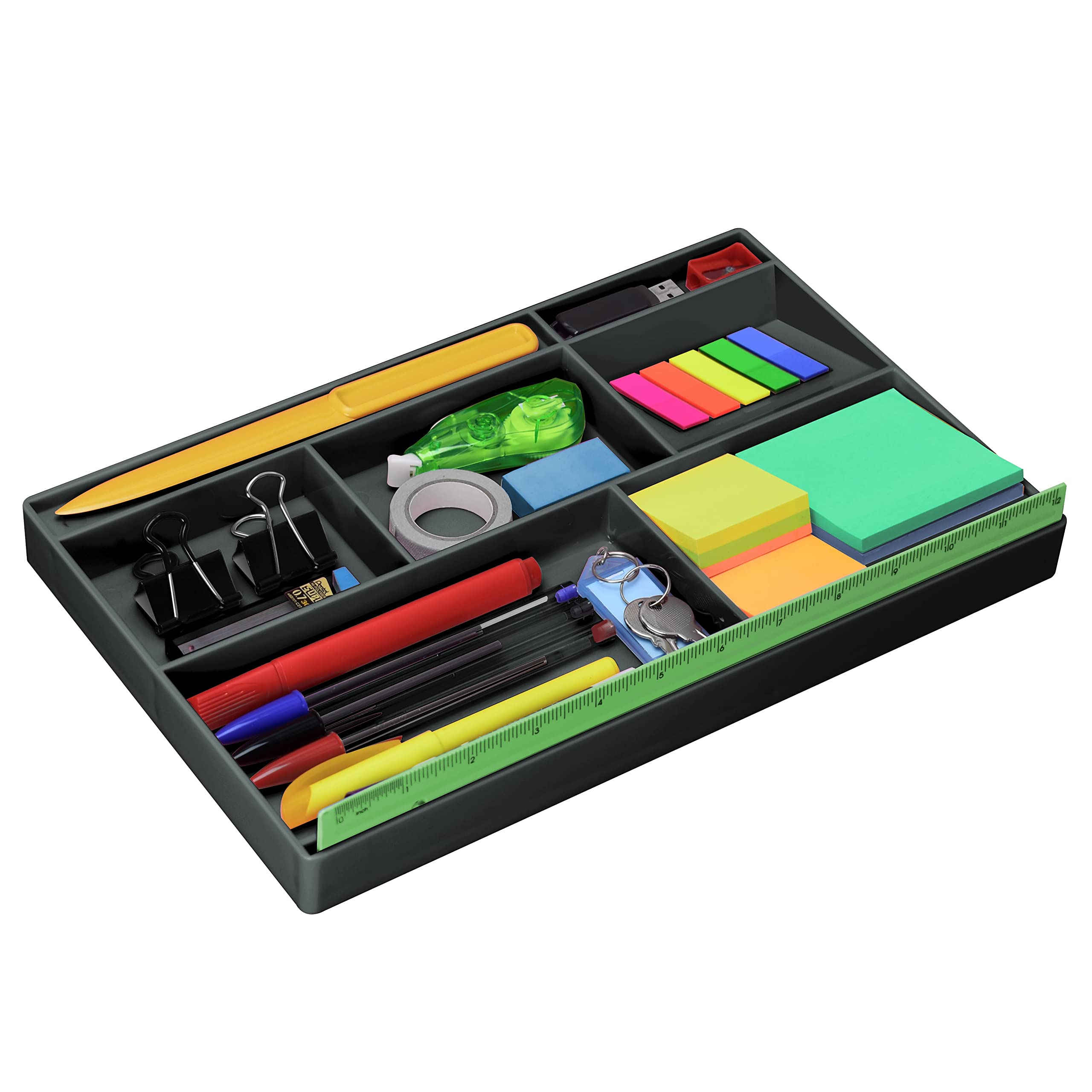 Acrimet Drawer Organizer Bin Multi-Purpose Storage for Desk Supplies and Accessories (Plastic) (Black Color)