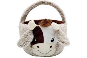 Seyurigaoka Cow Easter Basket Cute Eggs Hunting Easter Bags Buckets Candy Gifts Storage for Kids Girls Boys (Cute Cow, One Size)