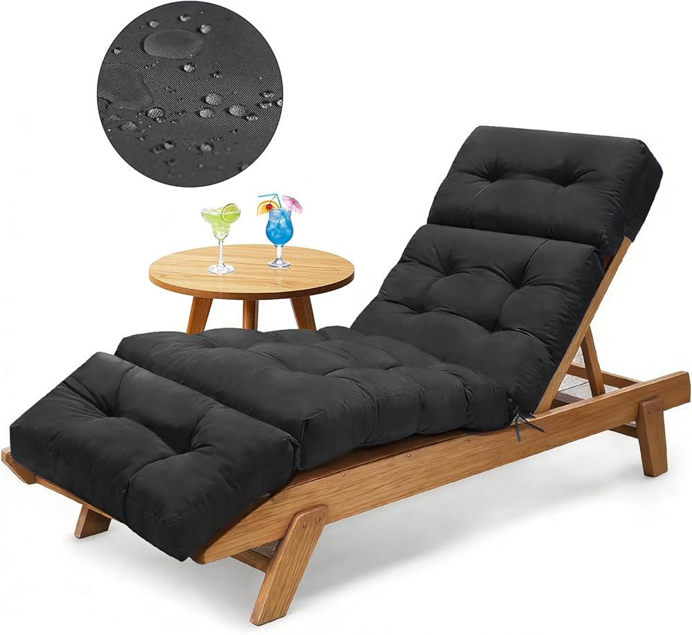 Outdoor Chaise Lounge Chair Cushion, 100% Waterproof Lounge Chair Cushions for Outdoor Furniture, 75.1 x 22.8 x 4.7 Inches Re