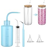 Teenyyou 5 Pcs Snow Globe Tumbler Supplies for Glitter Snow Globe DIY Contains Plastic Squeeze Bottle Small Funnel Tweezers Bent Syringe for Cup Making Supplies (Blue)