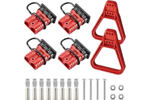 micrl 4 Pcs 1/0 Gauge 175 Amp Battery Quick Connect/Disconnect with Handle, Jumper Cable Plug Connector Kit for Recovery Winch, Towing Systems(Red)