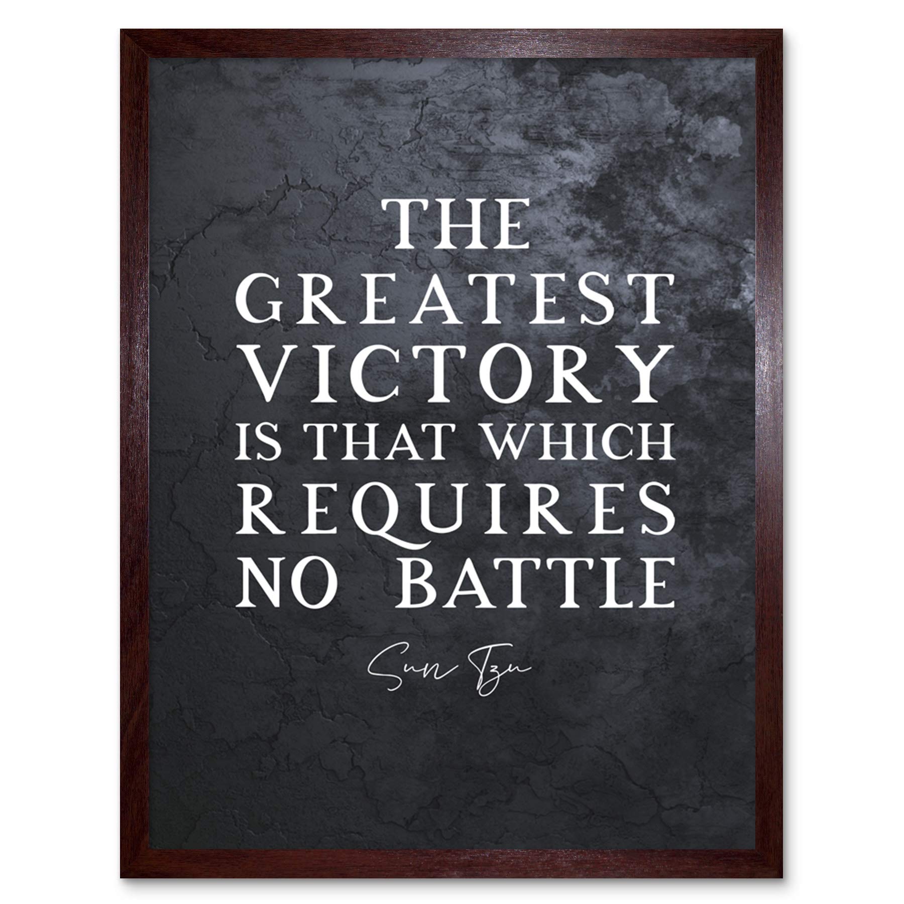 Artery8 Slate Inspiring Quote Sun Tzu Greatest Victory No Battle Art Print Framed Poster Wall Decor 12x16 inch — image 1