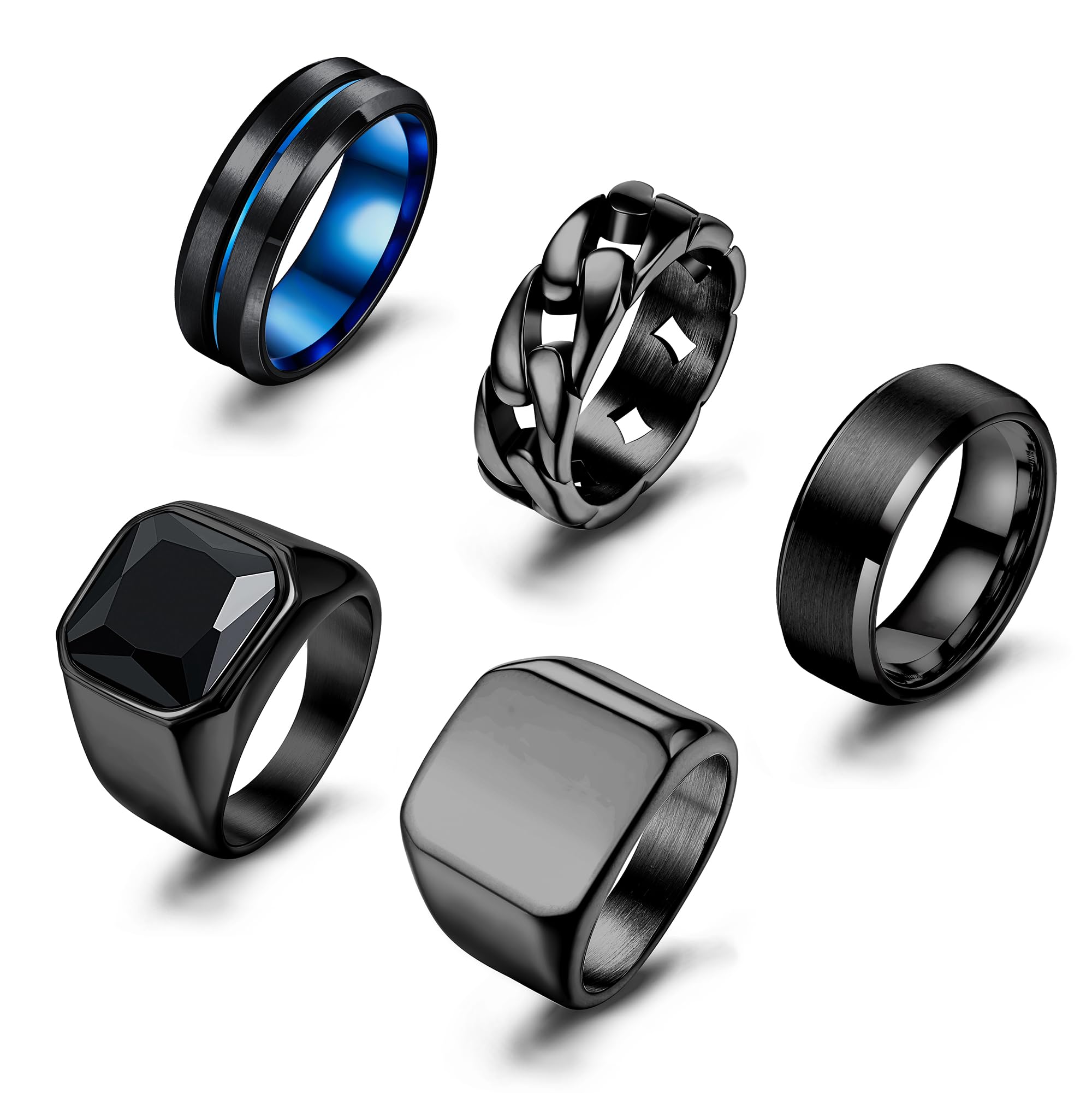 Men Rings Bar Sanfenly Mens Rings Stainless Steel Rings for Men Wedding Band Ring ...