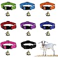 8 Pack Goat Collar with Bell, Sheep Collars with Bell, Grazing Copper Bells and Adjustable Nylon Collar Set for Small Farm Animal Sheep Cow Pet Goat Accessories