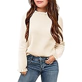 Febriajuce Girls Crewneck Sweaters Kids Fall Long Sleeve Cute Knit Pullover Tops 5-14 Years