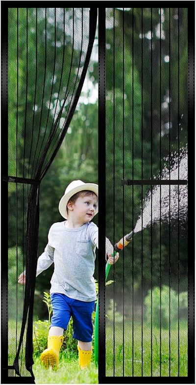 RnCop Magnetic Screen Door 90 x 210cm Heavy Duty Self Sealing Black