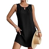 ANRABESS Summer Dresses for Women 2026 Casual Keyhole Sleeveless Beach Cover Up Short Sundress Cruise Outfits Vcation Clothes