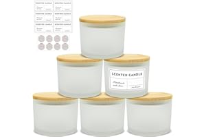 SUPMIND 16oz 3 Wick Candle Jars 6 Pack - Large Empty Frosted Glass Candle Making Jars with Bamboo Lids, with Stickers and Labels, Bulk Candle Jars for Making Candles Containers - Dishwasher Safe