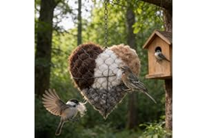 Handmade Fiber Bird Nesting Heart, Birds Nests Material Holder, Hummingbird Nest Boxes for Outside, Nester Houses Design, Dua