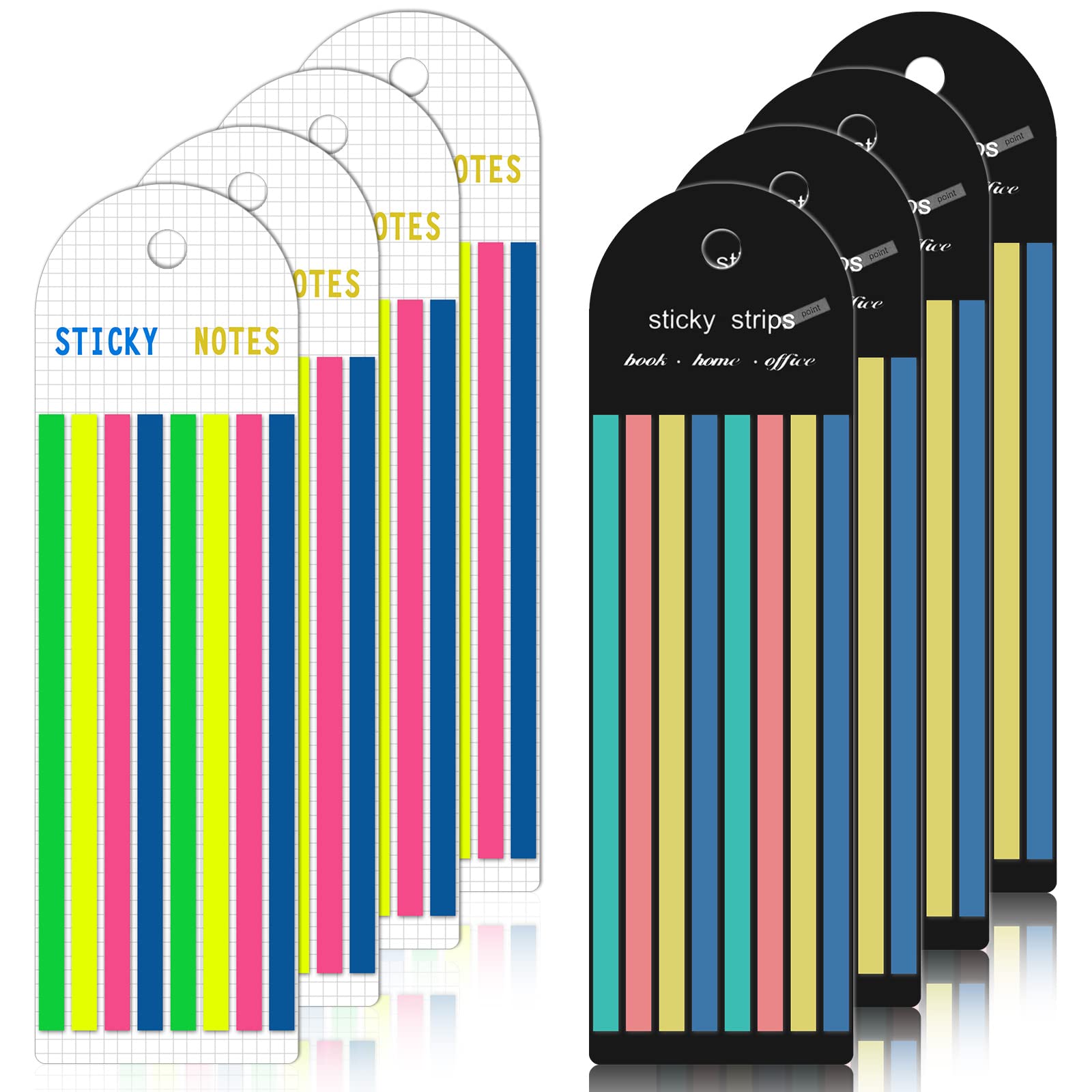 1280Pcs Highlighter Tape, Transparent Sticky Long Page Markers Tabs Neon Clear Highlighter Strips Flags Stickers Book Tabs for Annotating Books Office School Study Supplies