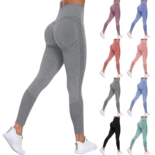 Leggings for Women UK Thick High Waisted Leggings Yoga Pants with Workout Gym Running Yoga Legging for Women Soft Comfortable Compression Legging Anti Cellulite Slimming Pants