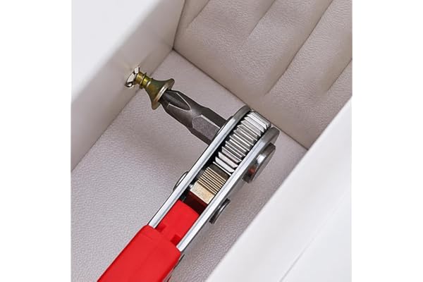 Right Angle Ratchet Screwdriver, 1pc Steel Manual Tool for Narrow Spaces - Forward/Reverse Switch, Non-Motorized, Red Handle