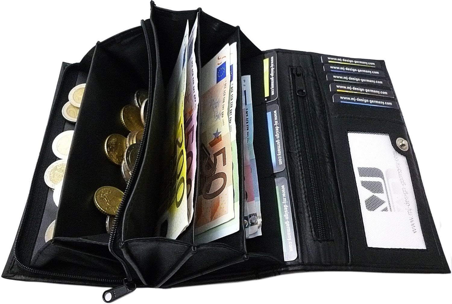 myledershop MJ-Design-Germany Large Calf Leather Women´s Purse 18x3x10cm in Black, standard size - Image 4