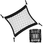 LXUEJIE 1 Pack Cargo Net for Motorcycle, Small Bungee Storage Net 12" x 11", Cargo Nets Helmet Luggage Nets, Elastic Bungee Mesh with 4 Hooks, Secure Gears &amp; Helmet On Bike, ATV, Scooter, Black