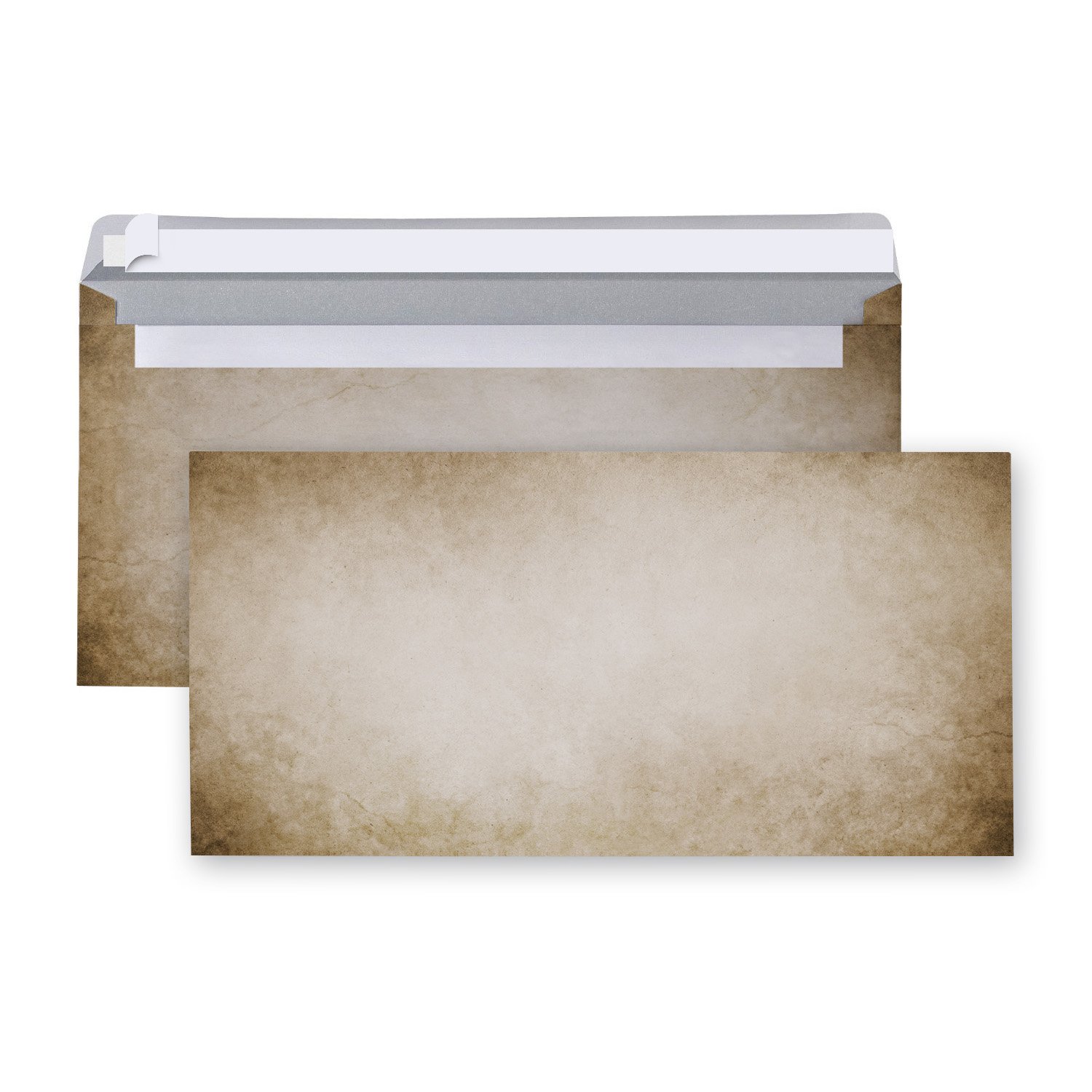 Logbuch-Verlag Vintage Envelopes DIN Long 22 x 11 cm Beige Brown Antique Marbled Pack of 100