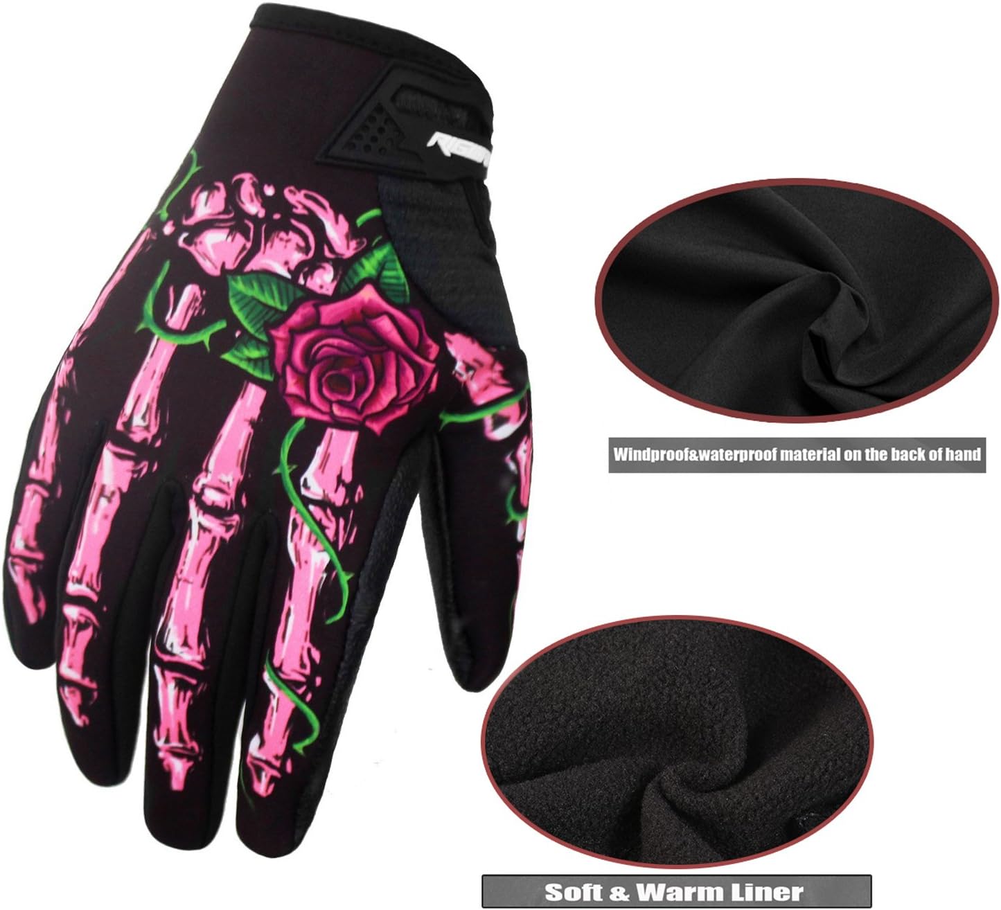 RIGWARL Winter Windproof Waterproof Touch Screen Glove Skull Zombie Bone Design Cycling Climbing Motorcycles Cycling Gardening Gloves Men & Women: Clothing