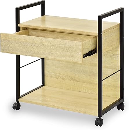 Amazon Doris デスクワゴン サイドワゴン キャスター付き 引出し収納 デスクワゴン サイドテーブル 幅57 高さ63 5 奥行32 5 組立式 オーク スカラ 袖机 デスクサイド収納 文房具 オフィス用品