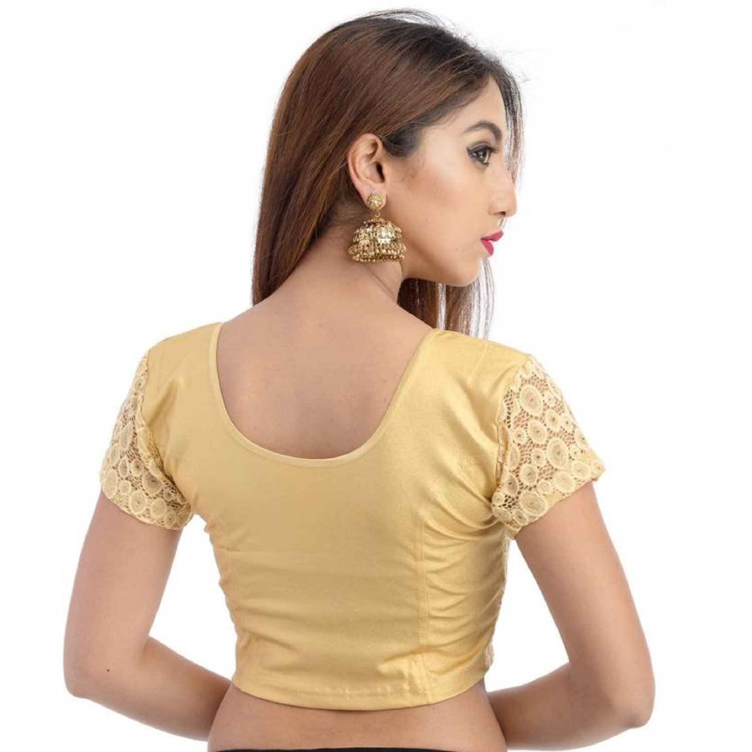 fressia fabrics women's stretchable readymade saree blouse crop top choli pack of 3