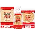 Joseph's Combo Value Pack, Flax, Oat Bran & Whole Wheat, Low Carb Pita Bread, Lavash Bread, and MINI Pita, Fresh Baked (1 Pack Each, 3 Packages Total)
