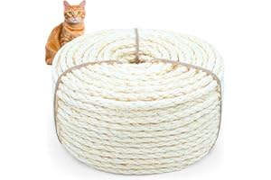 Sisal Rope for Cat Scratcher, Cymuber 6mm Cat Sisal Rope for Replace Scratching Post and Scratcher Repair, DIY Hemp Twine for Tree Tower Carpet Mat Kicker House Pet Toy and Crafts(65-Feet/20M)